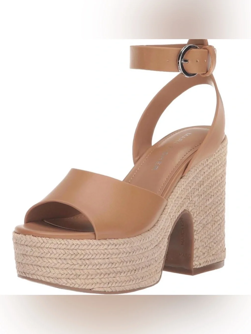 Marc Fisher Vetina Platform Wedge Sandals in tan faux leather size 10 NWOT